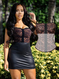 Popilush X Angela Shapewear Leopard Mesh Detachable Strap Sculpting Corset Top