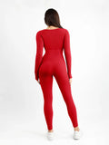 Nahtloser Shapewear-Overall mit Daumenloch und langen Ärmeln