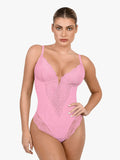Body modellante con perizoma e scollo a V profondo in pizzo Shapewear