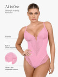 Body modellante con perizoma e scollo a V profondo in pizzo Shapewear