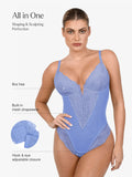 Body modellante con perizoma e scollo a V profondo in pizzo Shapewear