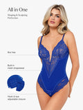 Body modellante con perizoma e scollo a V profondo in pizzo Shapewear