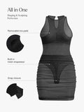 Nahtloses, figurformendes Shapewear-Minikleid in Metallic
