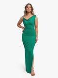 Shapewear Solid Cowl Neck Ruched Sculpting Maxi Dress
