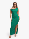 Shapewear Solid Cowl Neck Ruched Sculpting Maxi Dress