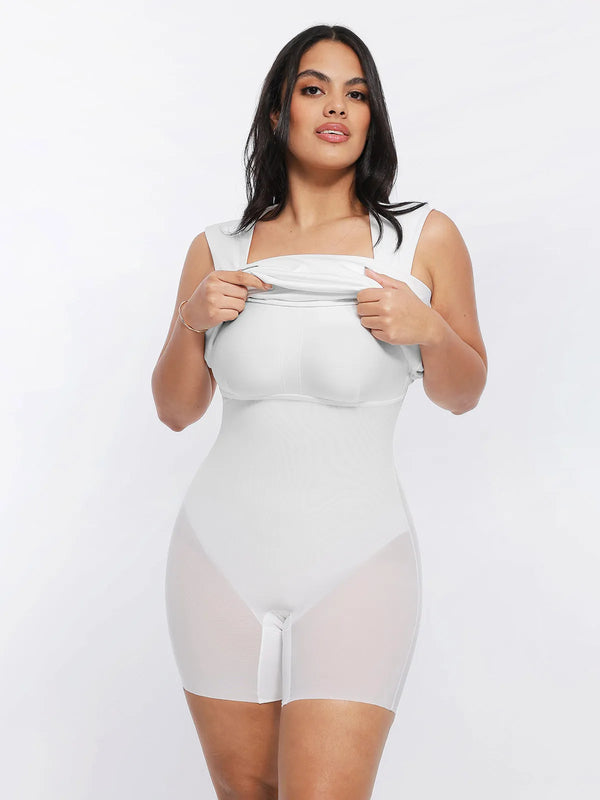 Shapewear Square Neck Cut-in Sculpting Midi Dress