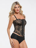 Popilush X Angela Shapewear Leopard Mesh Detachable Strap Sculpting Corset Top