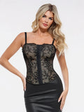 Popilush X Angela Shapewear Leopard Mesh Detachable Strap Sculpting Corset Top