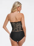 Popilush X Angela Shapewear Leopard Mesh Detachable Strap Sculpting Corset Top