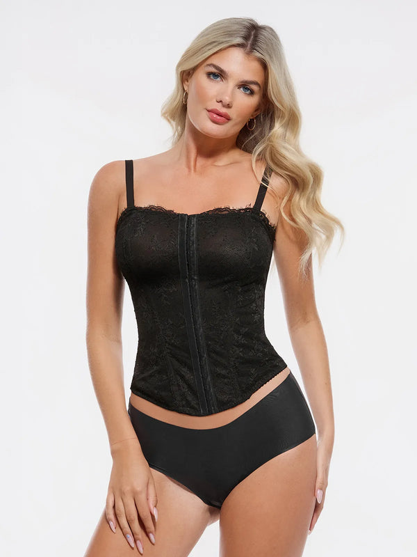 Popilush X Angela Shapewear Leopard Mesh Detachable Strap Sculpting Corset Top