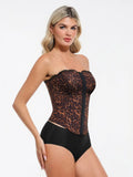Popilush X Angela Shapewear Leopard Mesh Detachable Strap Sculpting Corset Top
