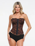 Popilush X Angela Shapewear Leopard Mesh Detachable Strap Sculpting Corset Top