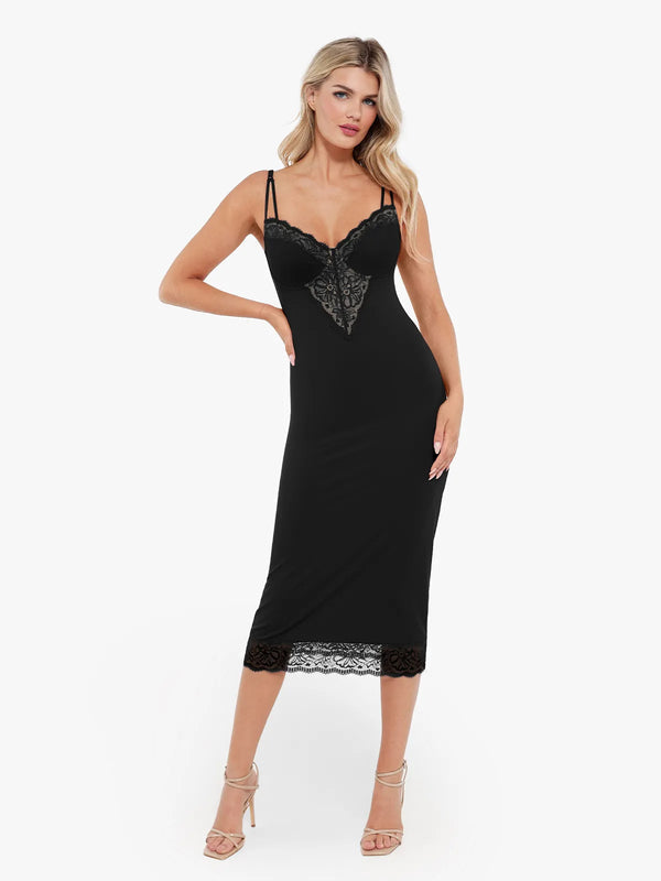 Shapewear Lace Inset Tummy Control Midi Dress