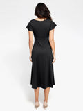 Abito midi modellante a trapezio con maniche a palloncino Shapewear