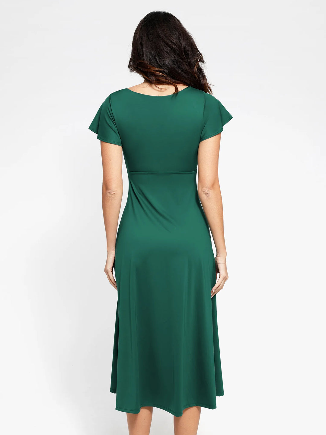 Abito midi modellante a trapezio con maniche a palloncino Shapewear