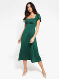Abito midi modellante a trapezio con maniche a palloncino Shapewear