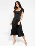 Abito midi modellante a trapezio con maniche a palloncino Shapewear