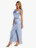 Shapewear Off Shoulder Shine Ruched Sculpting Maxi Dress
