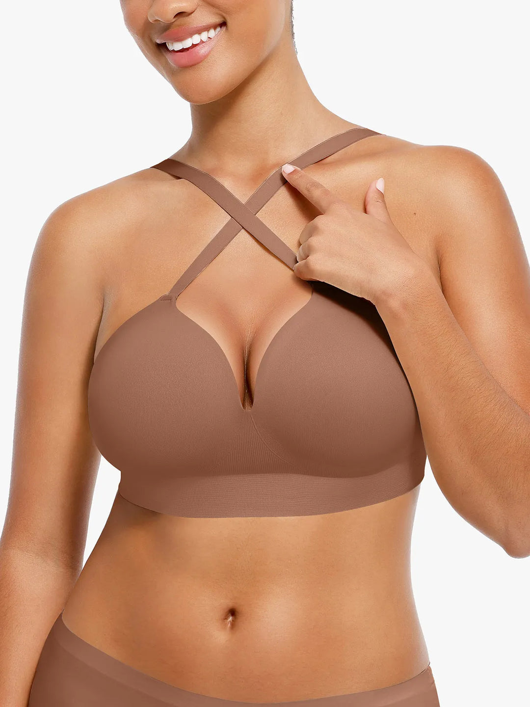 Soutien-gorge push-up sans coutures à col en V