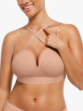 Soutien-gorge push-up sans coutures à col en V