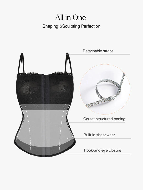 Popilush X Angela Shapewear Leopard Mesh Detachable Strap Sculpting Corset Top