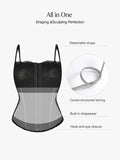 Popilush X Angela Shapewear Leopard Mesh Detachable Strap Sculpting Corset Top