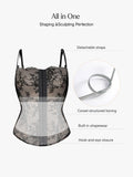 Popilush X Angela Shapewear Leopard Mesh Detachable Strap Sculpting Corset Top