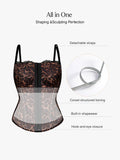 Popilush X Angela Shapewear Leopard Mesh Detachable Strap Sculpting Corset Top