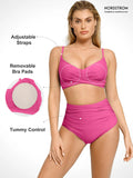 Completo bikini modellante con top e slip arricciati e modellanti