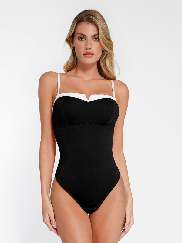 Shapewear-Body mit kontrastierendem BH-Träger und Bauchkontrolle