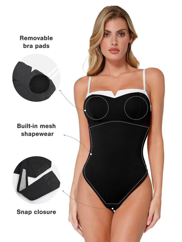 Shapewear-Body mit kontrastierendem BH-Träger und Bauchkontrolle