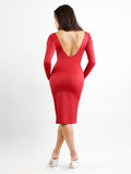 Abito midi modellante con scollo a barca e maniche lunghe Shapewear
