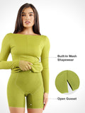 Abito midi modellante con scollo a barca e maniche lunghe Shapewear