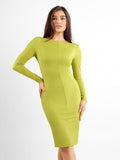 Abito midi modellante con scollo a barca e maniche lunghe Shapewear