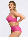 Completo bikini modellante con top e slip arricciati e modellanti