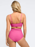 Completo bikini modellante con top e slip arricciati e modellanti