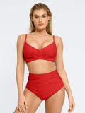 Completo bikini modellante con top e slip arricciati e modellanti