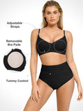 Completo bikini modellante con top e slip arricciati e modellanti