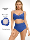Completo bikini modellante con top e slip arricciati e modellanti