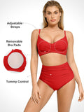 Completo bikini modellante con top e slip arricciati e modellanti