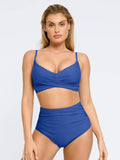 Completo bikini modellante con top e slip arricciati e modellanti