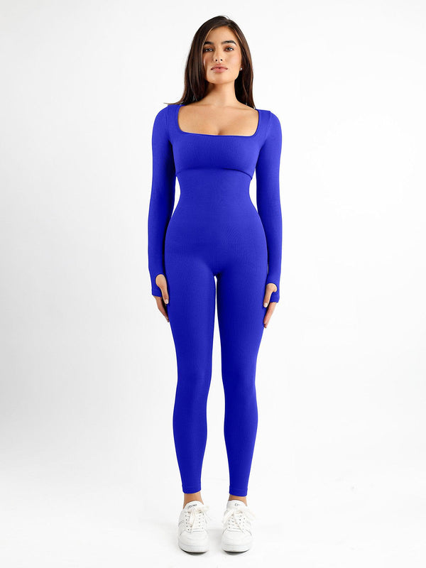 Nahtloser Shapewear-Overall mit Daumenloch und langen Ärmeln