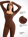 Nahtloser Shapewear-Overall mit Daumenloch und langen Ärmeln