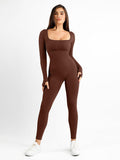 Nahtloser Shapewear-Overall mit Daumenloch und langen Ärmeln