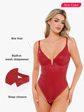 Body con corsetto modellante a V con scollo a V in similpelle