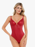 Body con corsetto modellante a V con scollo a V in similpelle
