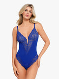 Body modellante con perizoma e scollo a V profondo in pizzo Shapewear