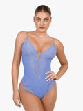 Body modellante con perizoma e scollo a V profondo in pizzo Shapewear
