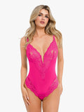 Body modellante con perizoma e scollo a V profondo in pizzo Shapewear