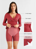 Abito midi snellente con maniche lunghe e arricciate Shapewear